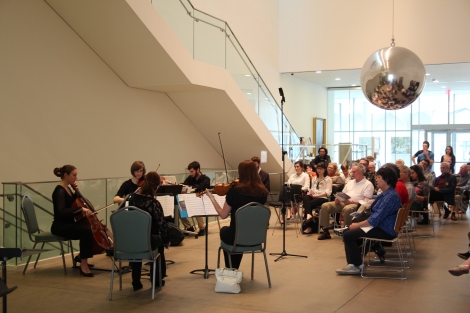 The Perseid String Quartet performs at the Kemper Art Museum during the April 9th event The Eisendrath Years: Art Inspiring Music. Photo by Kemper Art Museum.